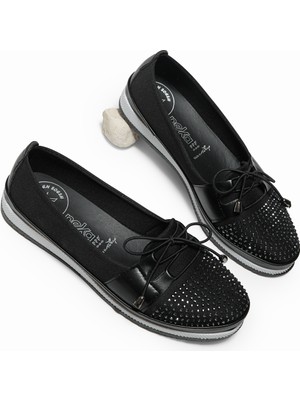 Tonny Black Kadın Siyah Termo Taban Bağcıklı Rahat Kalıp Günlük Ayakkabı