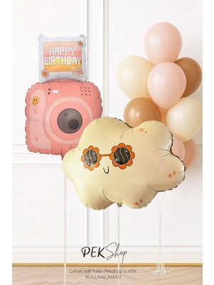 Pekshop SET262 Retro Gözlüklü Bulut ve Fotoğraf Makinalı Doğum Günü Balon Zinciri Seti