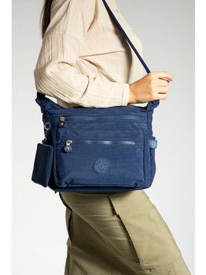 Mega Bag M 211 Krinkle Kumaş Omuz Çantası – Yağmura Dayanıklı – Çıkarıılabilir Cüzdanlı Lacivert