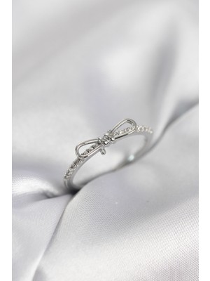 Ayder Timya Fiyonk Model Zirkon Taşlı Gümüş Renk Kadın Yüzük - TJ-BYK4096 TG/Tmy230335