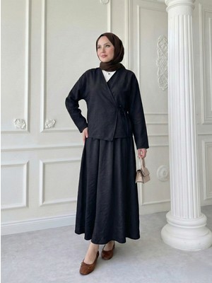 Foremia Yandan Bağlamalı Etekli Takım-Siyah -