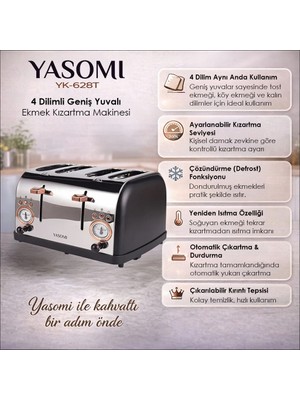 Yasomi YK-628T 4 Dilimli Geniş Yuvalı Ekmek Kızartma Makinesi