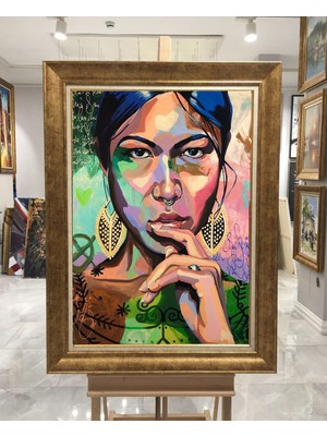 Giyense Altın Varaklı Çerçeveli Paspartulu Tablo ZS1948