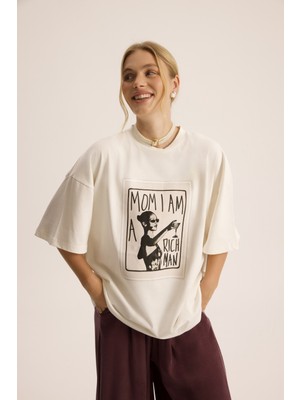 Mai Rich Woman Oversize Beyaz T-Shirt