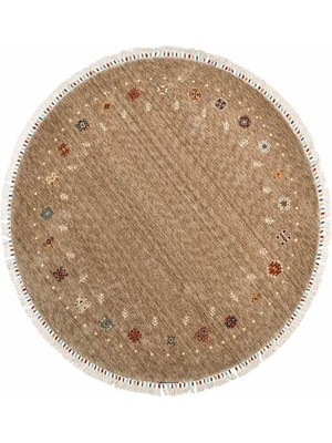 Çam Halı Funky 804 Vizon Daire Yün ve Bambu ile Özel Tezgahlarda Üretilen Otantik Desenli El Emeği Modern Uşak Halısı