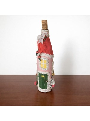 Es Dekor Yılbaşı El Yapım Şarap Şişe El Eşşiz Sanat Zanaatkar Güzellik Temalı 1 Adet
