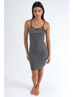Hiccup Kadınlar Askılı Bodycon Mini Elbise Ellie Collection Siyah