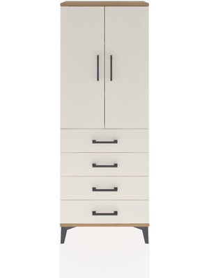 Rehome Arges Dolap 3 Raflı 4 Çekmeceli 2 Kapaklı 60x30x163 Çam-Aytaşı