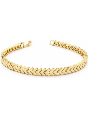 Brezza Lusso Jewelry Işıltılı V Form Altın Kaplama Kadın Bileklik