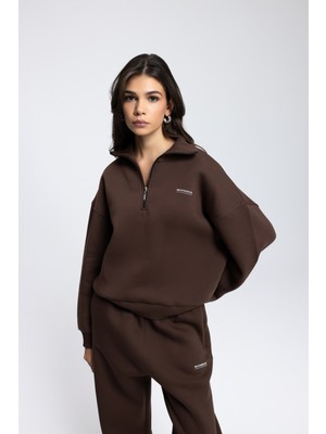 Mai Ravel Fermuarlı Detay Kahve Eşofman Takım