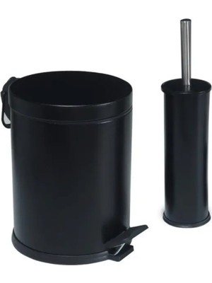 Feyza Design Şık Siyah Banyo Seti: Çöp Kovası ve Wc Fırçası, Modern Tasarım