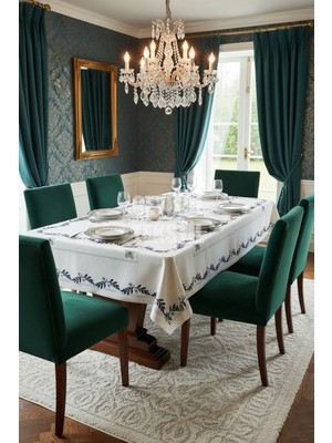 Çt Çeyizci Tekstil Masa Örtüsü, Dijital Baskılı Kanaviçe Tek Masa Örtüsü, Desenli Leke Tutmaz 160X220CM Masa Örtüsü