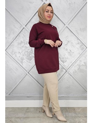 Pys Giyim Kadın Taş ve Düğme Detaylı Tesettür Tunik