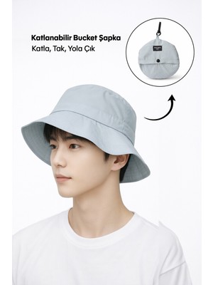 Ecrou Katlanabilir Charm Bucket Şapka Lila