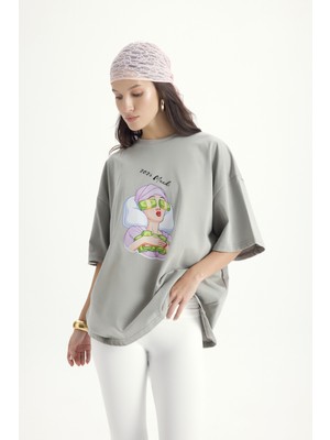 Mai Mood Oversize Gri T-Shirt