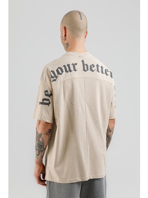 Airlife Better Self 02'n I Geniş Kesim Erkek Tişörtü Bej