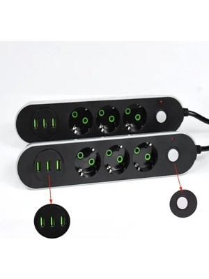 Osense USB Yuvalı Üçlü Priz