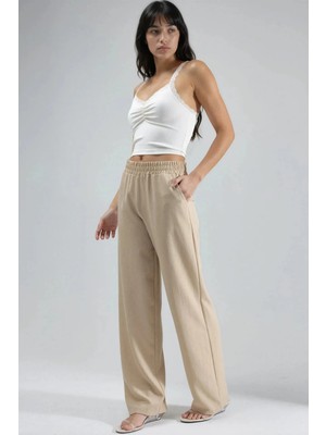Hiccup Kadınlar Lastik Bel Düz Paça Pantolon Ellie Collection Natural