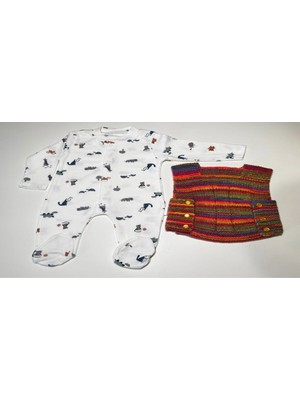 vitvit 0-3 Ay El Örgüsü Kırçıllı Yelek ile Tulum