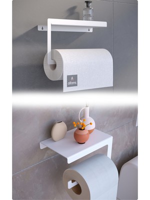 Feyza Design Modern Paslanmaz Metal Tuvalet Kağıtlık ve Havlu Askısı Seti