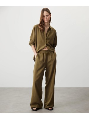 Miss İpekyol Elastik bel wide leg fit pantolon IS1260003111022