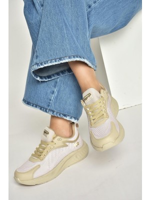 Fox Shoes Y702500804 Bej Kumaş Kalın Tabanlı Spor Ayakkabı Sneakers