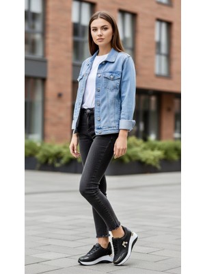 Punto 333113 Simli Taşlı Topuklu Spor Ayakkabı 'topuk 6 Cm'