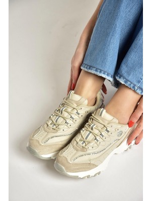 Fox Shoes Y702038709 Bej Kalın Tabanlı Spor Ayakkabı Sneakers