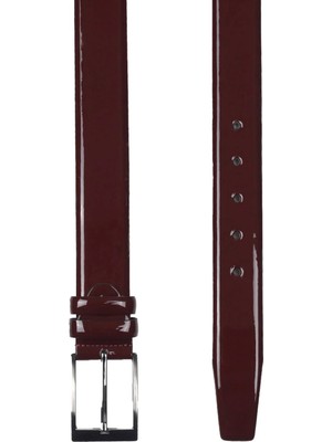 Praff Bordo Rugan 3,5 cm Metal Tokalı Erkek Kemer