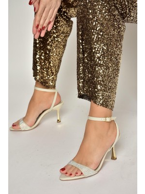 Fox Shoes Y820012004 Ten Kumaş Ince Metal Topuklu Kadın Abiye Ayakkabı