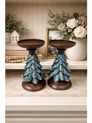 Renkli Fırça Çam Ağacı Mumluk Polyester Biblo Hediyelik