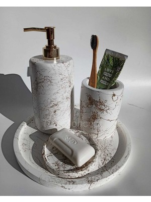 Feyza Design Şık Gold ve Dore Desenli Banyo Seti, Zarif ve Modern Tasarım