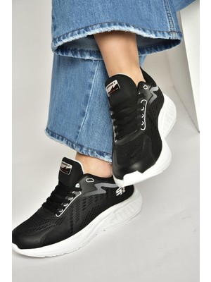 Fox Shoes Y702500804 Siyah Kumaş Kalın Tabanlı Spor Ayakkabı Sneakers