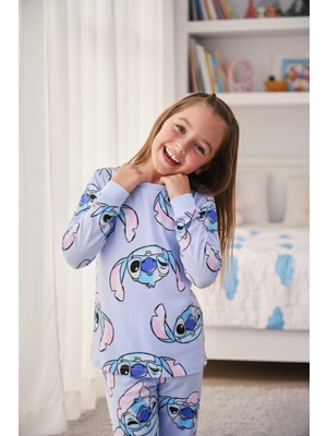 İsobel Kids %100 Pamuk Mavi Çizgi Filmli Kız Çocuk Pijama Takımı