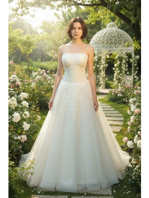 S&G Gelinlik Gipür İşlemeli  36-38 Beden Gelinlik