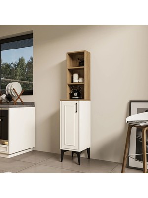 MEZZA 5251 MIVA Kahve Köşesi (Çıtalı) Çok Amaçlı Dolap 1 Kapaklı Kiler Mutfak Dolabı Sepet Beyaz