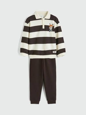 LC Waikiki Lcw Kids Kahverengi Polo Yaka Erkek Çocuk Sweatshirt ve Eşofman Altı