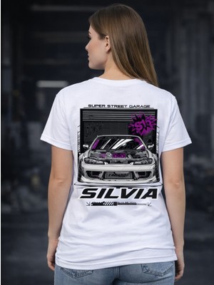Levo Siyah Oversize Nissan Silvia S15 Monalisa Baskılı Tişört Araba Baskılı Tshirt Silvia1