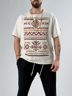 Cocopelli Bordo Etnik Tasarım Erkek T-Shirt COC2871