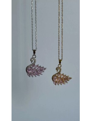 Çelik Taşlı Kuğu Kolye ( 1 Adet )