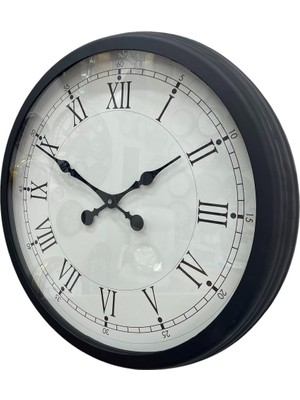 Lowell Home 60 cm Siyah Metal Roma Rakamlı Duvar Saati LWLHM-RSYT367