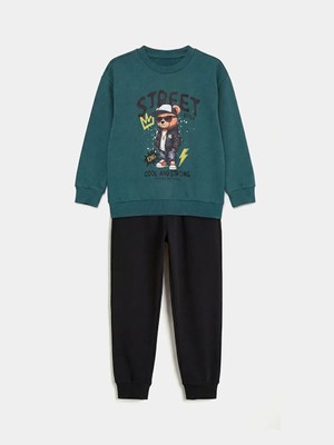 LC Waikiki Lcw Kids Yeşil Bisiklet Yaka Erkek Çocuk Takım