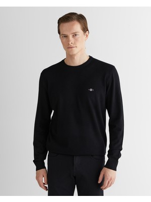 Gant Erkek Siyah Standart Fit Bisiklet Yaka Triko 8925369T.5