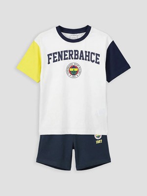 LC Waikiki Lcw Kids Beyaz Fenerbahçe Lisanslı Erkek Çocuk Tişört ve Şort
