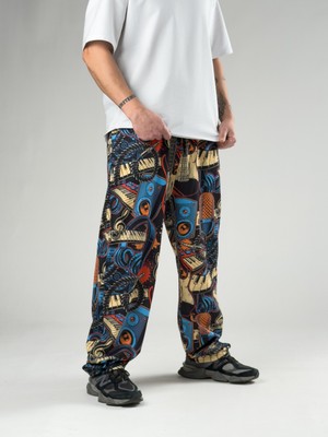 Cocopelli Stoper Paça Müzik Desenli Erkek Baggy Pantolon COC2866