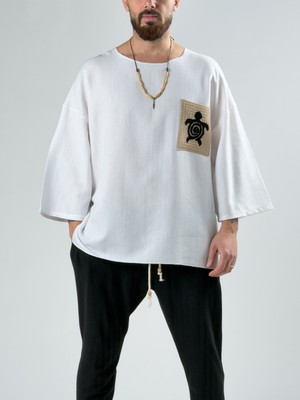 Cocopelli Fakir Kol Erkek Beyaz Caretta T-Shirt COC2875