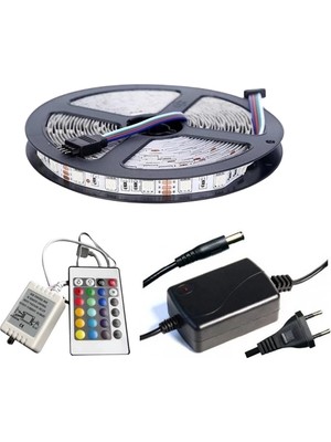 Eco Port Winboss 5mt Rgb Şerit LED Slikonlu Adaptör Uzaktan Kumanda Tak Çalıştır