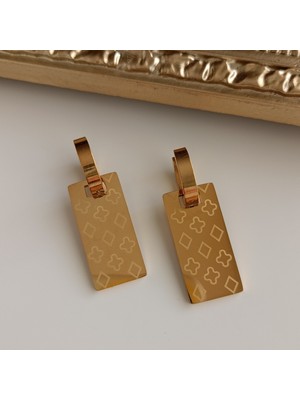 Lente Aksesuar Çelik  Marka Model Plaka Küpe