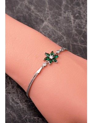 Sümer Telkari 6 Farklı Renk Seçenekli Rodyumlu 925 Ayar Gümüş Lotus Bileklik 4920