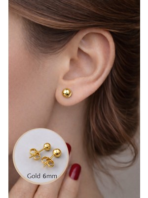 Sacce Scarves & Accessories Altın Renkli Top Küpe 6 mm